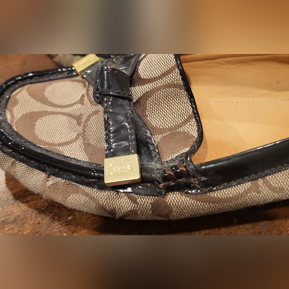 Coach Frida Signature Logo Monogram Canvas Driving Loafer Size 8.5 B - Picture 4 of 8